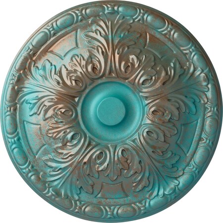 Ekena Millwork Granada Ceiling Medallion (Fits Canopies up to 4 1/4"), 15 3/4"OD x 5/8"P, Copper Green Patina CM16GACGS
